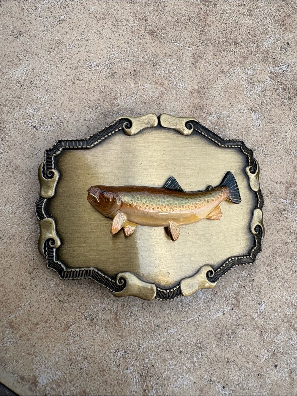Classic Brown Trout Fish Belt Buckle - Men's Accessory